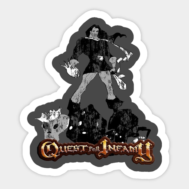 Quest For Infamy - Vintage Style Sticker by Infamous_Quests